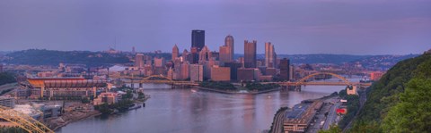 Framed City viewed from the West End at Sunset, Pittsburgh, Allegheny County, Pennsylvania, USA 2009 Print