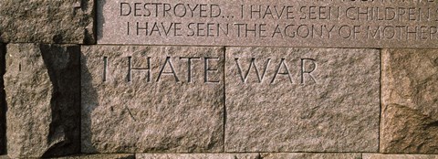 Framed Text engraved on stones at a memorial, Franklin Delano Roosevelt Memorial, Washington DC, USA Print