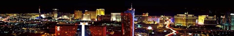 Framed High angle view of a city at night, Las Vegas, Clark County, Nevada, USA 2011 Print