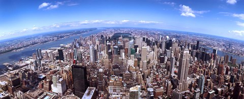 Framed Aerial View of Manhattan Skyscrapers, 2011 Print