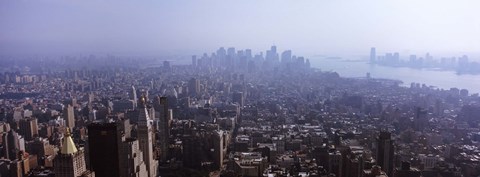 Framed Hazy view of Manhattan Print