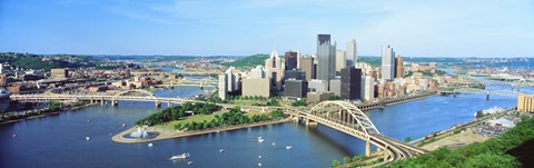 Framed Daytime Skyline With The Alleghany River, Pittsburgh, Pennsylvania, USA Print