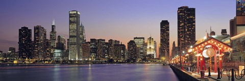 Framed View Of The Navy Pier And Skyline, Chicago, Illinois, USA Print