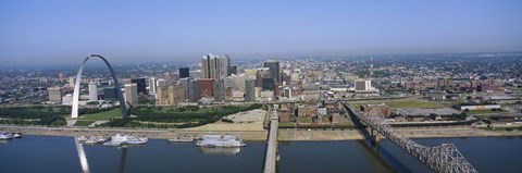 Framed High angle view of buildings in a city, St. Louis, Missouri, USA Print