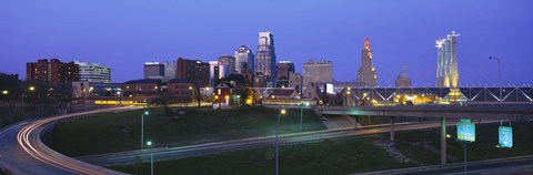 Framed Kansas City, Missouri at Night Print
