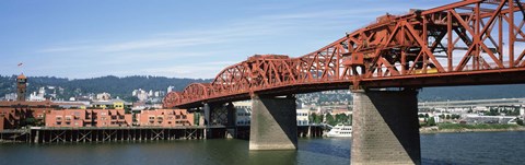 Framed Bascule bridge across a river, Broadway Bridge, Willamette River, Portland, Multnomah County, Oregon, USA Print