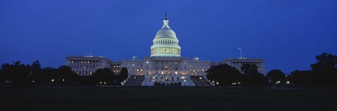 Framed Government building lit up at dusk, Capitol Building, Washington DC, USA Print