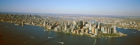 Framed USA, New York, New York City, Aerial view of Lower Manhattan Print