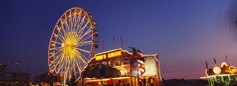 Framed Low Angle View Of A Ferries Wheel Lit Up At Dusk, Erie County Fair And Exposition, Erie County, Hamburg, New York State, USA Print