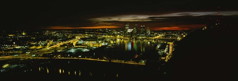 Framed Pittsburgh Buildings at Early Dawn Print