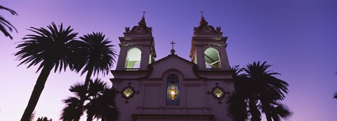 Framed Low angle view of a cathedral at night, Portuguese Cathedral, San Jose, Silicon Valley, Santa Clara County, California, USA Print