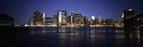 Framed Manhattan skyline seen from Fulton Ferry, Brooklyn, New York City, New York State, USA Print