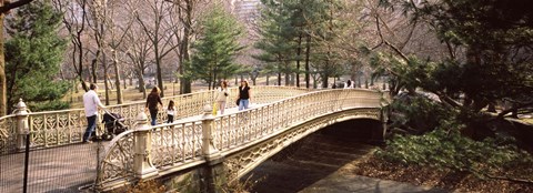 Framed Group of people walking on an arch bridge, Central Park, Manhattan, New York City, New York State, USA Print