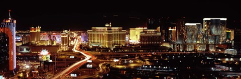 Framed City lit up at night, Las Vegas, Nevada, USA Print