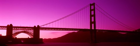 Framed Low angle view of a suspension bridge, Golden Gate Bridge, San Francisco Bay, San Francisco, California, USA Print