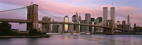 Framed Bridge across a river, Brooklyn Bridge, Manhattan, New York City, New York State, USA Print