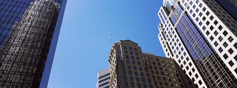 Framed Low angle view of skyscrapers in a city, Charlotte, Mecklenburg County, North Carolina, USA 2011 Print