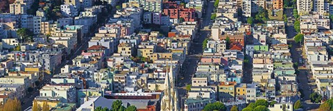 Framed Buildings Viewed from the Coit tower of Russian Hill, San Francisco Print