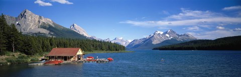 Framed Canada, Alberta, Maligne Lake Print