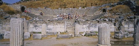 Framed Tourists In A Temple, Temple Of Hadrian, Ephesus, Turkey Print