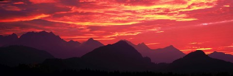 Framed Sundown Austrian Mts South Bavaria Germany Print