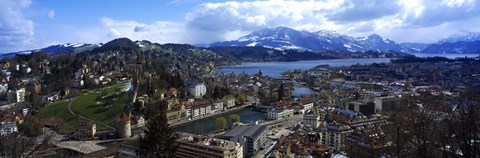 Framed High angle view of a city, Chateau Gutsch, Lucerne, Switzerland Print