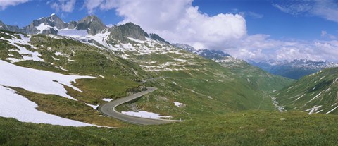 Framed High angle view of a road passing through mountains, Grimsel Pass, Switzerland Print