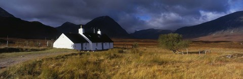 Framed Highlands Cottage, Glencoe, Scotland, United Kingdom Print