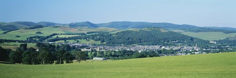Framed High angle view of a village, Peebles, Tweeddale, Scotland Print