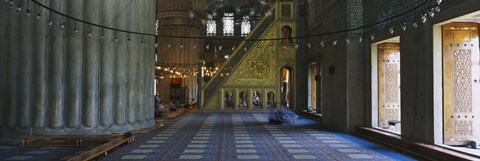 Framed Interior of a mosque, Istanbul, Turkey Print