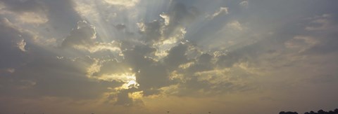 Framed Low angle view of sun shinning behind cloud, Luxembourg City, Luxembourg Print