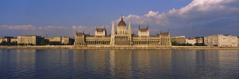 Framed Parliament building at the waterfront, Danube River, Budapest, Hungary Print