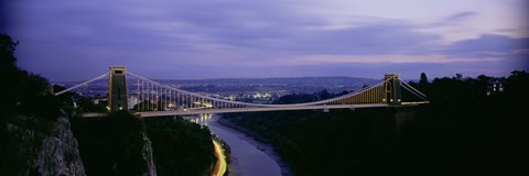 Framed Bridge over a river, Clifton Suspension Bridge, Bristol, England Print