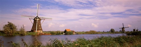 Framed Windmills at Dusk Print