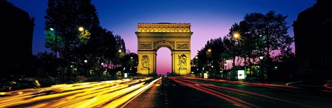 Framed France, Paris, Arc de Triomphe (night) Print