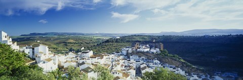 Framed High angle view of buildings in a town, Pueblo Blanco, Andalusia, Spain Print