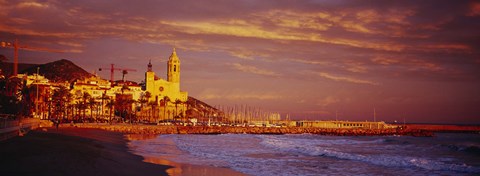 Framed High angle view of a beach, Sitges, Spain Print