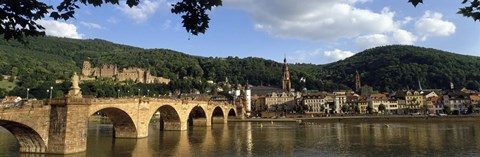 Framed Bridge across a river, Heidelberg Germany Print