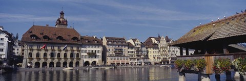 Framed Buildings on the waterfront, Lucerne, Switzerland Print
