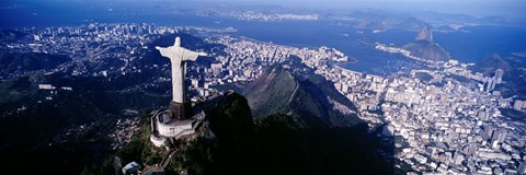Framed View of Christ the Redeemer and Rio De Janeiro, Brazil Print