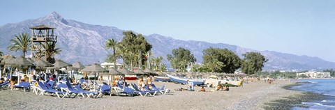 Framed Tourists On The Beach, San Pedro, Costa Del Sol, Marbella, Andalusia, Spain Print