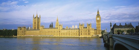 Framed Government building at the waterfront, Thames River, Houses Of Parliament, London, England Print