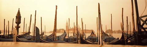 Framed Gondolas moored at a harbor, San Marco Giardinetti, Venice, Italy Print