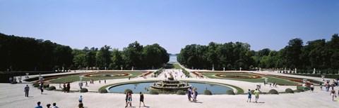 Framed Tourists around a fountain, Versailles, France Print