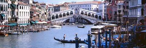 Framed Bridge across a river, Rialto Bridge, Grand Canal, Venice, Italy Print