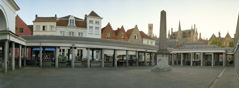 Framed Facade of an old fish market, Vismarkt, Bruges, West Flanders, Belgium Print