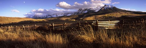 Framed Fence with mountains in the background, Colorado Print