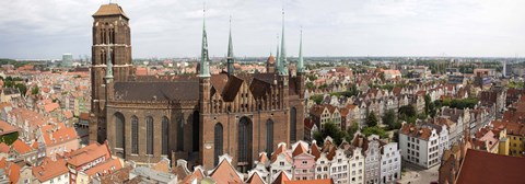 Framed Cathedral in a city, St. Mary&#39;s Church, Gdansk, Pomeranian Voivodeship, Poland Print