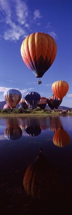 Framed Reflection of Hot Air Balloons, Hot Air Balloon Rodeo, Steamboat Springs, Routt County, Colorado, USA Print