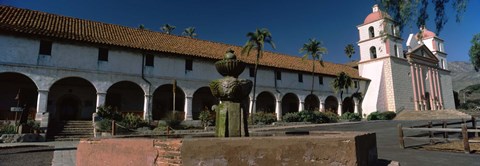 Framed Fountain at a church, Mission Santa Barbara, Santa Barbara, California, USA Print